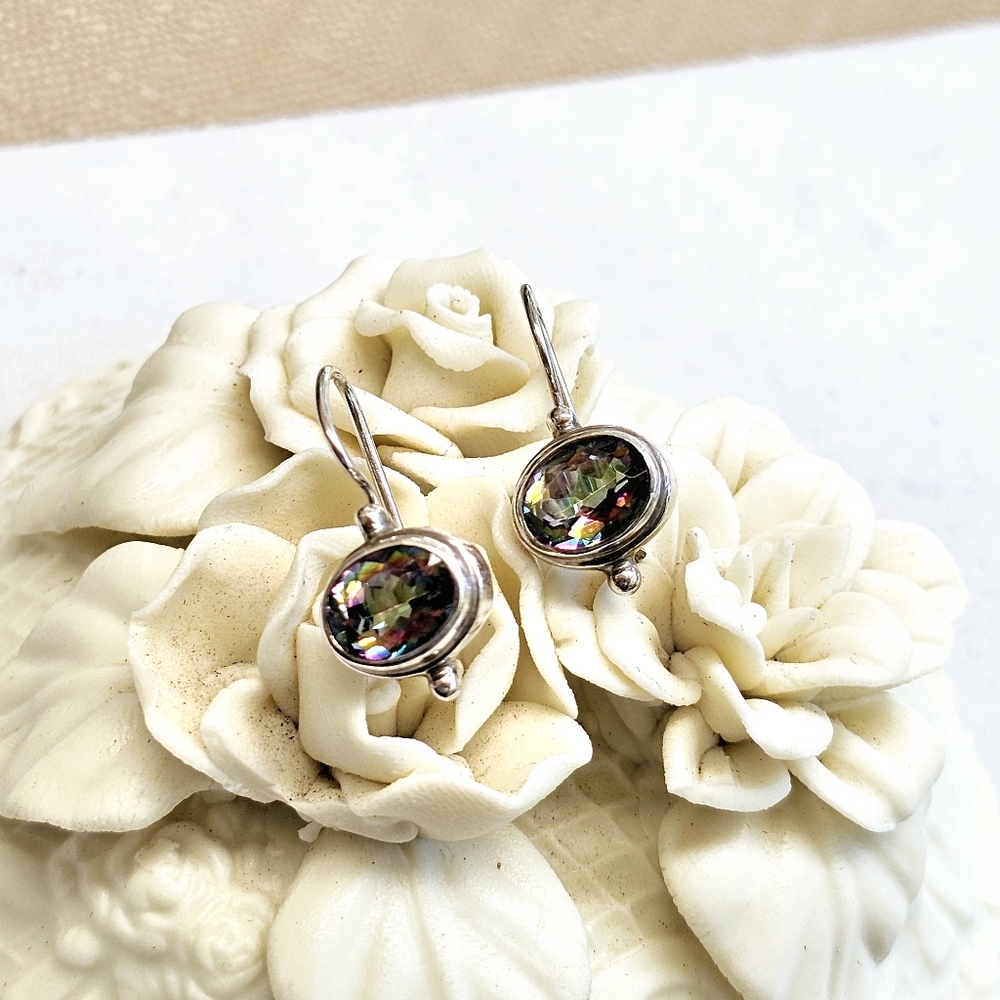 Sarda Mystic Topaz Earrings in 925 Silver - Picture 8 of 15
